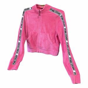 Authentic Opening Ceremony Pink Velvet Zip Up Track Jacket Women’s Size Medium